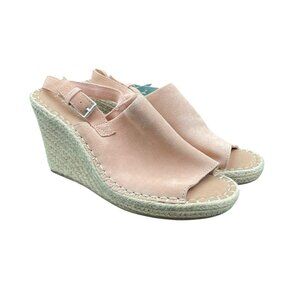 TOMS Monica Espadrille Sandal Platform Wedge Blush Pink Suede Women's 11 New